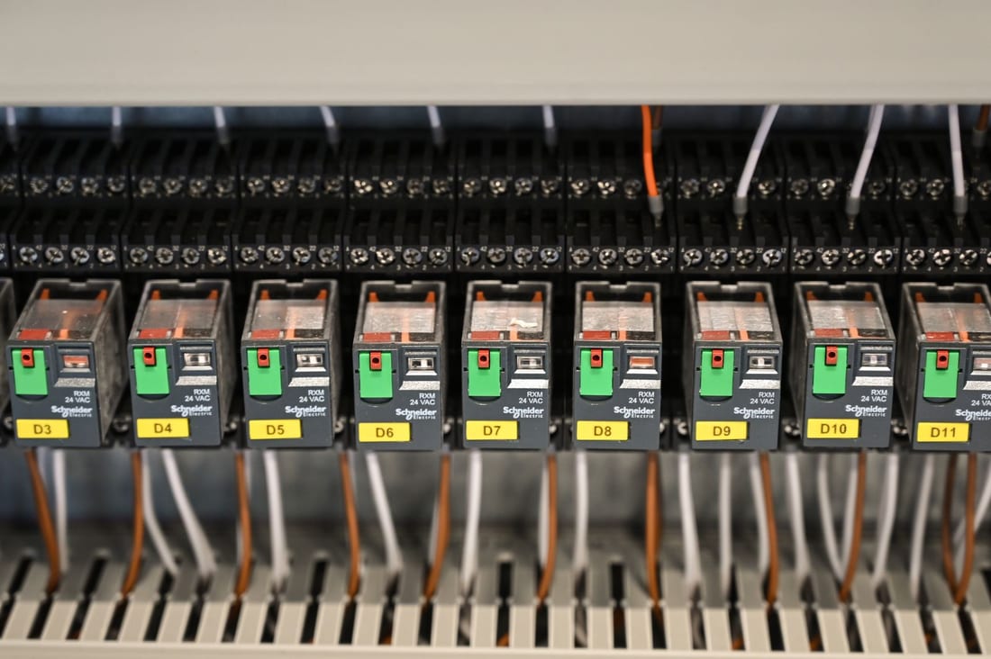 Commercial electrical panel with separate labelled circuits for a shop or office