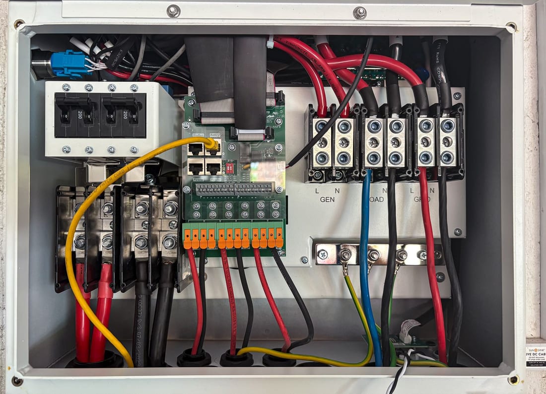 Inside view of a commercial electrical control panel showing circuits and connection points - distribution board installation for offices, hotels and commercial buildings